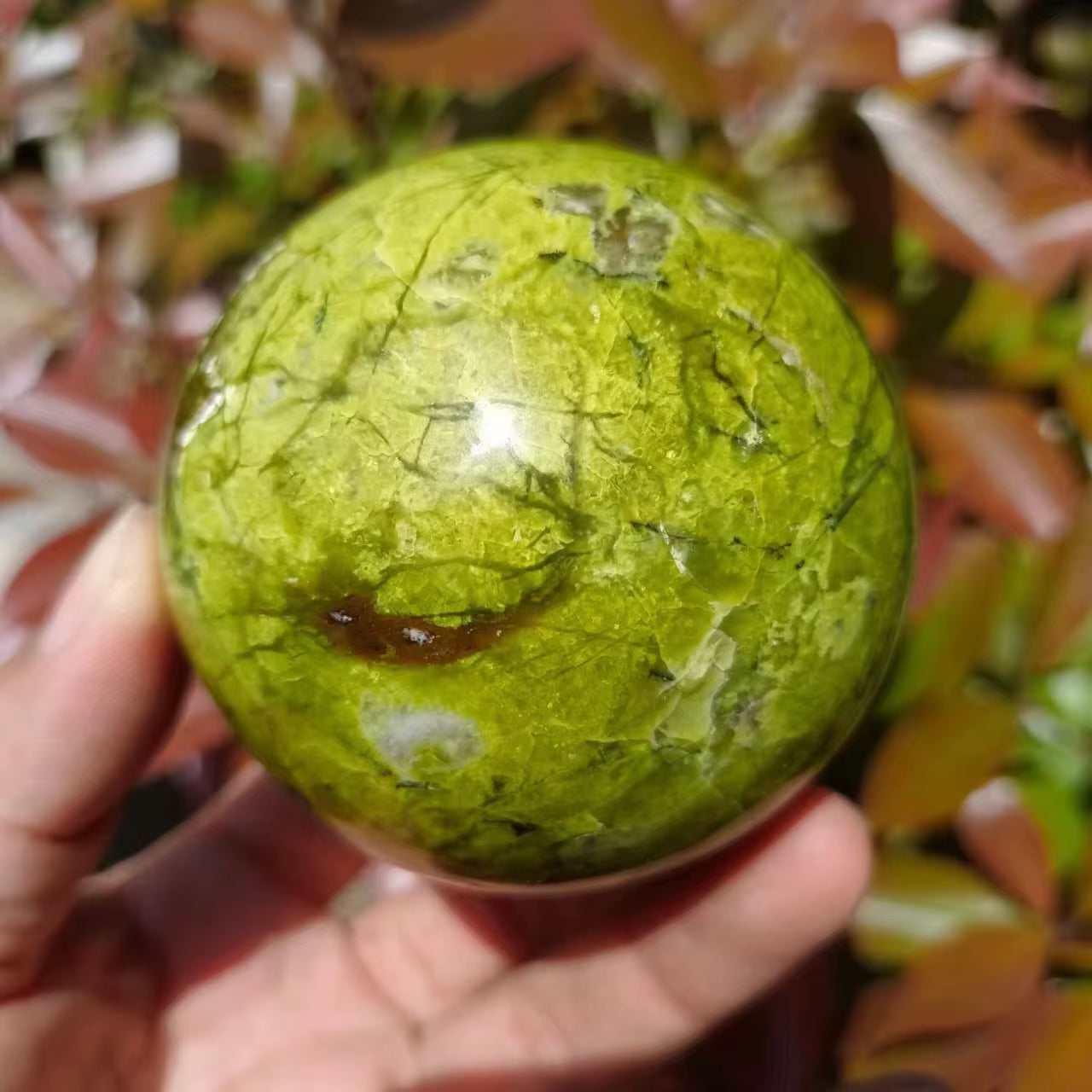 Natural Green Opal Ball, Quartz Crystal Energy Ball, Mineral Reiki Healing Stone, Magic Divination Degaussing Ball