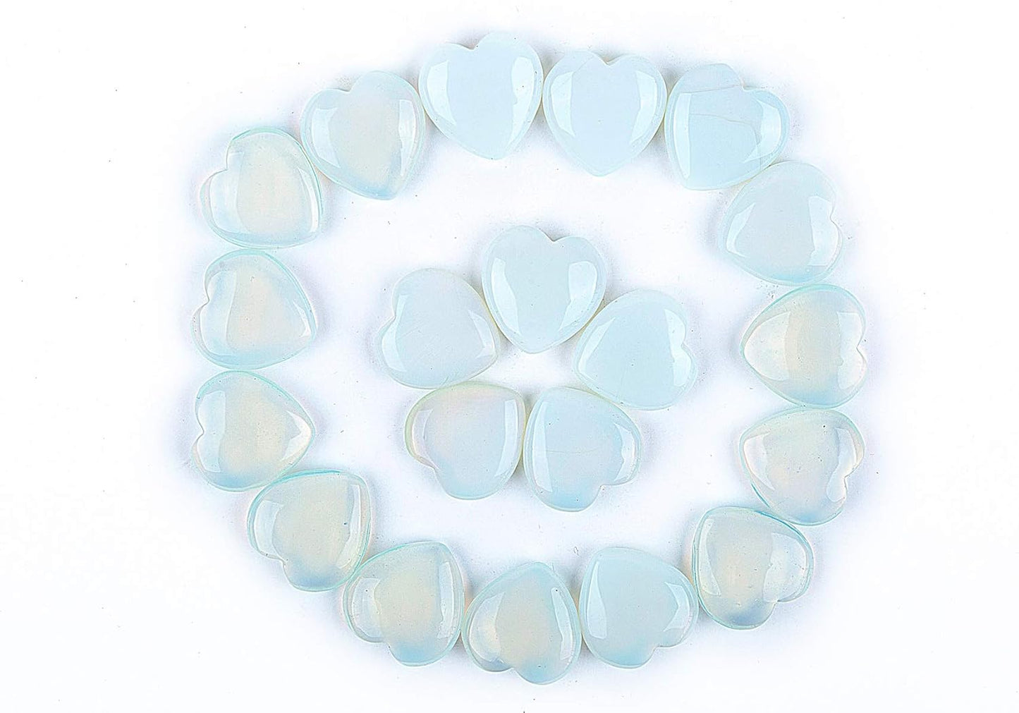 20 Pcs 30Mm Opalite Crystal Tumbled Stone Gemstone Heart Pocket Stone,Healing Plam Crystal,Home Decoration,Chakra Hearling
