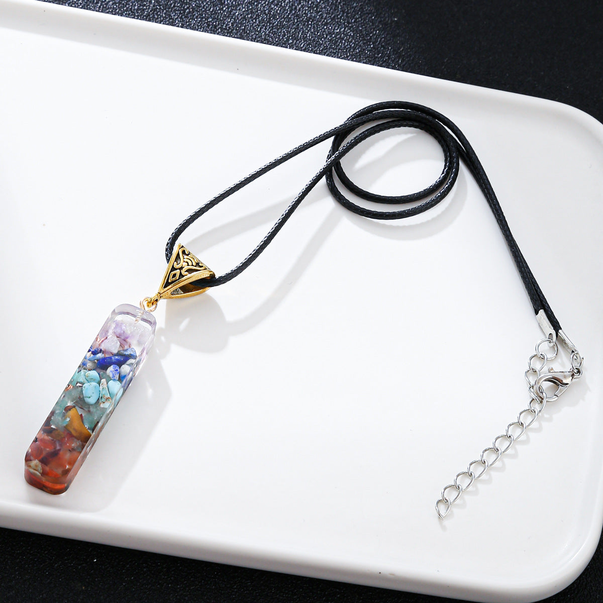 Retro Reiki Healing Energy Crystal Pendant Natural Stone for Yoga Meditation Spiritual 7 Chakra Jewelry Necklace Amulet