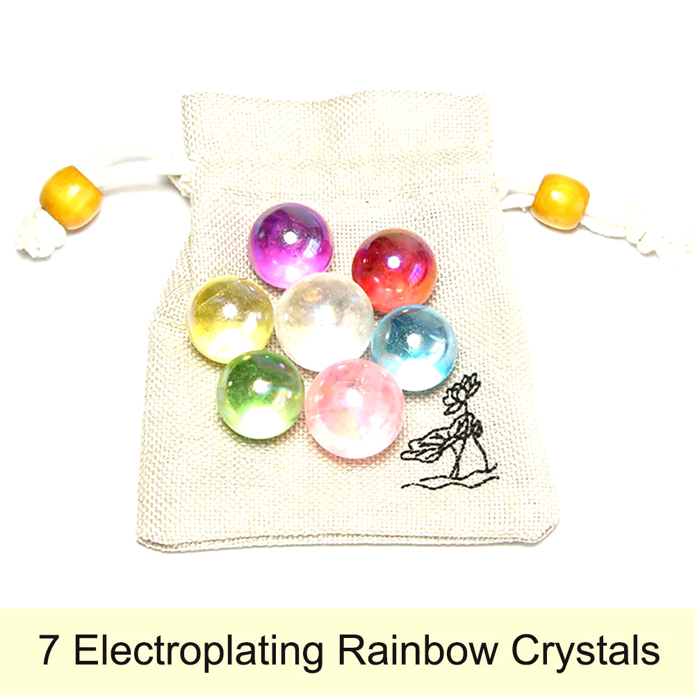 7 Chakra Balancing Healing Energy Kit Crystal Polished Stone Amethyst Clusters Gypsum Stick Citrines Holy Wood Gift Set with Bag