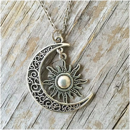 Big Crescent Moon Necklace for Women, Pagan Witch Style Amulet, Wiccan Pendant, Lunar Witchcraft, Magic Jewelry Gift, 2024, Moon
