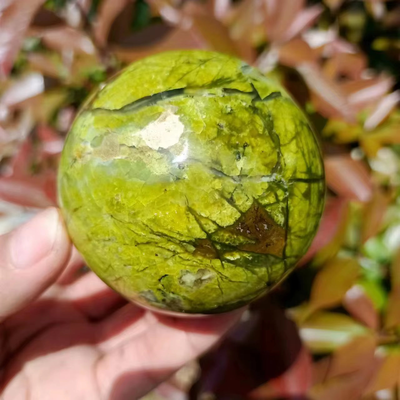 Natural Green Opal Ball, Quartz Crystal Energy Ball, Mineral Reiki Healing Stone, Magic Divination Degaussing Ball