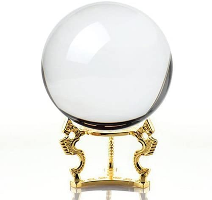 Clear Crystal Ball 150Mm (6 Inch) Including Golden Dragon Stand and Gift Package