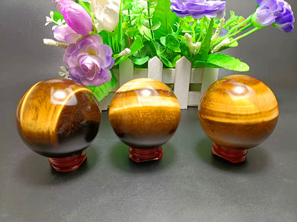 Natural Quartz Crystal Ball, Reiki, Energy, Exquisite, Tiger Eye, Home Decor, Chakra Fashion, Treatment Gift, 60Mm