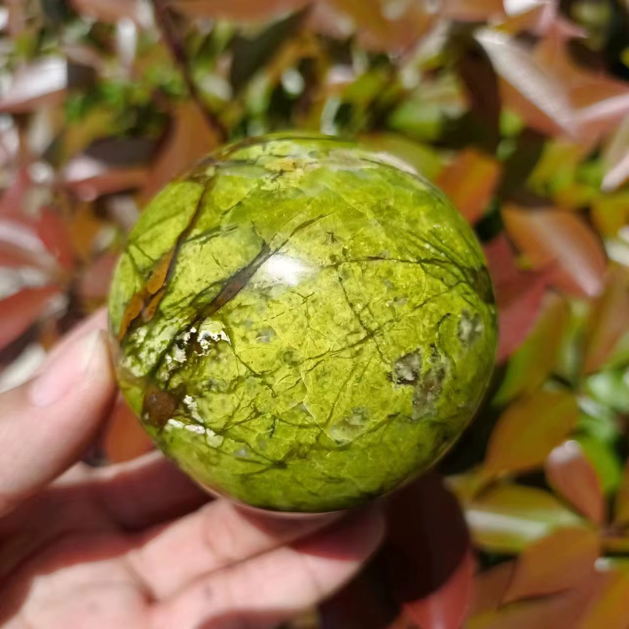 Natural Green Opal Ball, Quartz Crystal Energy Ball, Mineral Reiki Healing Stone, Magic Divination Degaussing Ball