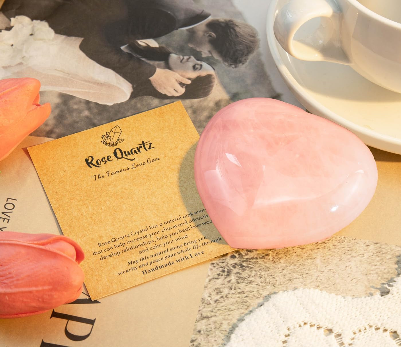 60Mm Rose Quartz Crystals Heart Large Healing Crystals Heart Love Shaped Stone Pink Crystal Gifts 1PC