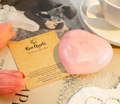 60Mm Rose Quartz Crystals Heart Large Healing Crystals Heart Love Shaped Stone Pink Crystal Gifts 1PC