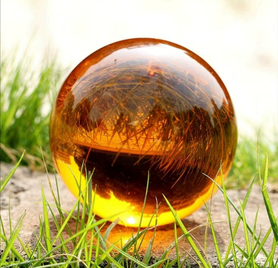 Amber Asian Rare Natural Quartz Magic Crystal Healing Ball Sphere 40/50/60Mm