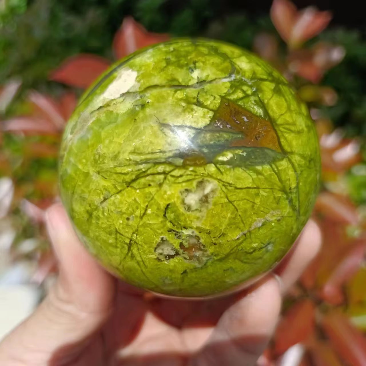 Natural Green Opal Ball, Quartz Crystal Energy Ball, Mineral Reiki Healing Stone, Magic Divination Degaussing Ball