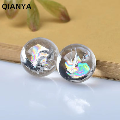 Natural Rainbow Clear Crystal Ball Quartz Gemstones Jewelry Crystal Divination Orb Healing Reiki Home Decor DIY Crafts Gift