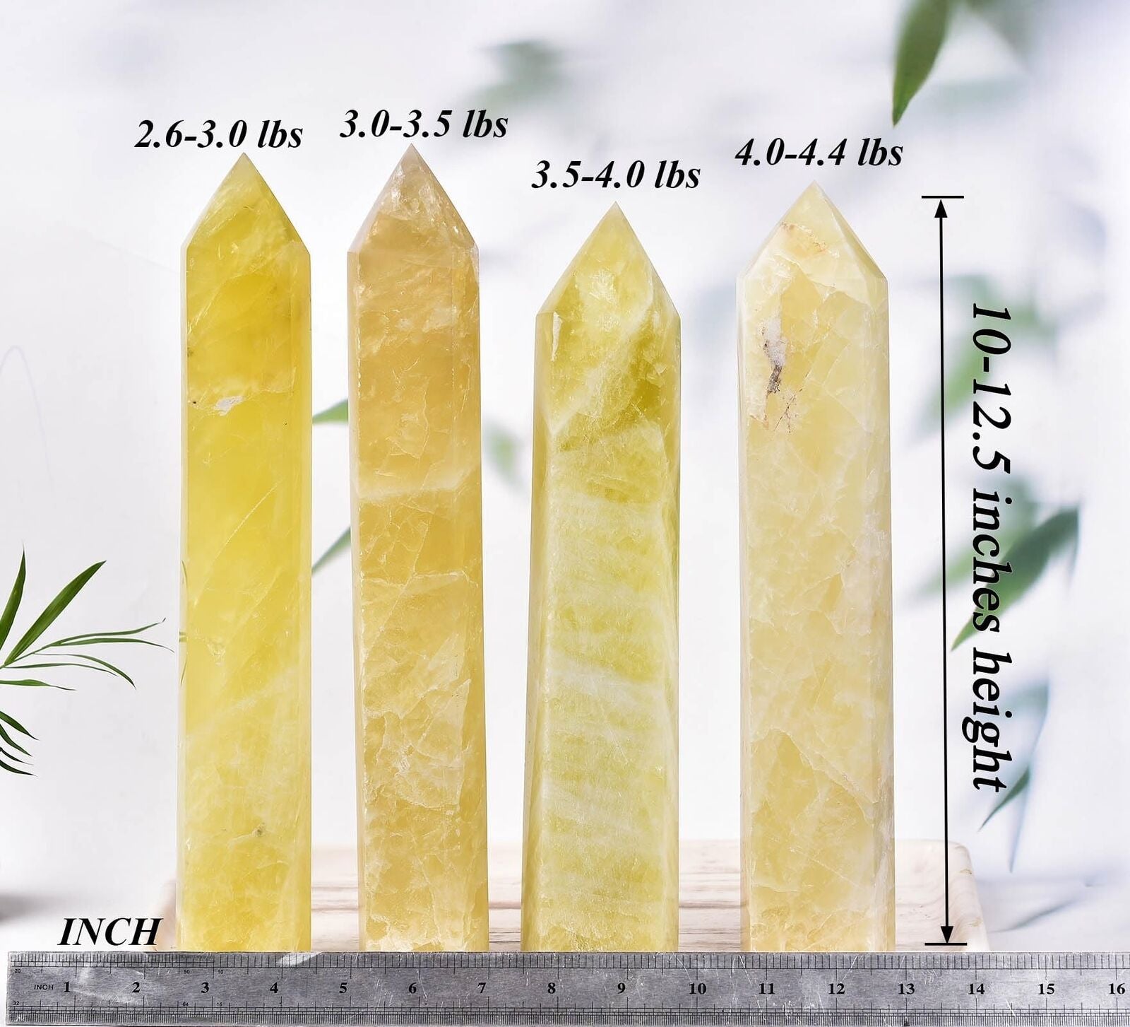 AMOYSTONE Extra Large Crystal Obelisk Tower Lemon Quartz Point Wand 6 Faceted...