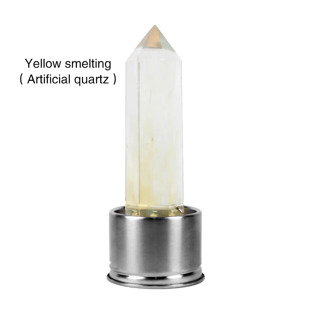 Natural Quartz Gemstone Crystal Hexagonal Pointed Column+Bottom Mesh Water Bottle Energy Crystal ( Not Include Bottle )