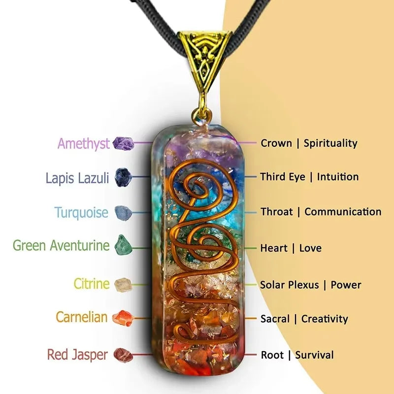 Retro Reiki Healing Energy Crystal Pendant Natural Stone for Yoga Meditation Spiritual 7 Chakra Jewelry Necklace Amulet