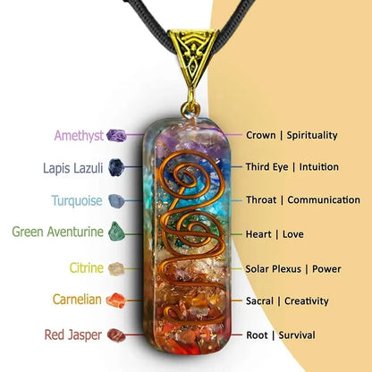 Retro Reiki Healing Energy Crystal Pendant Natural Stone for Yoga Meditation Spiritual 7 Chakra Jewelry Necklace Amulet