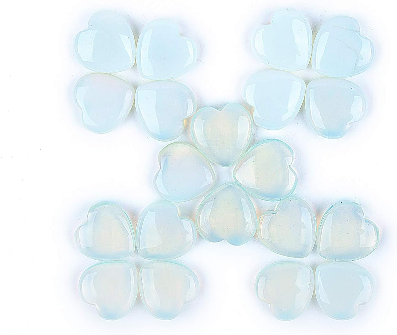20 Pcs 30Mm Opalite Crystal Tumbled Stone Gemstone Heart Pocket Stone,Healing Plam Crystal,Home Decoration,Chakra Hearling