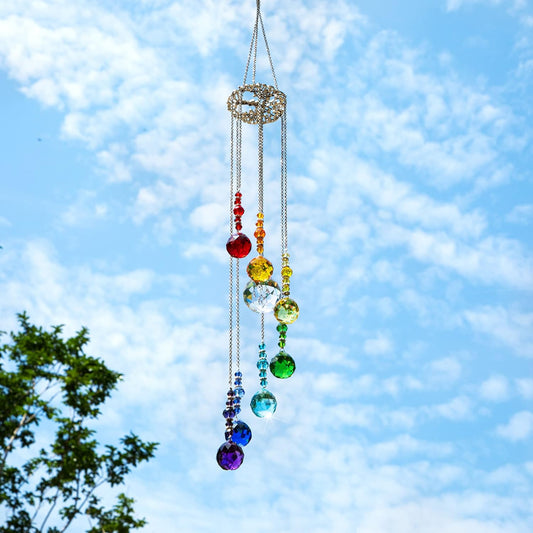 Colorful Crystal Ball Prisms Suncatcher Tree of Life Window Hanging Ornament Rainbow Maker Pendant for Home, Garden Decoration