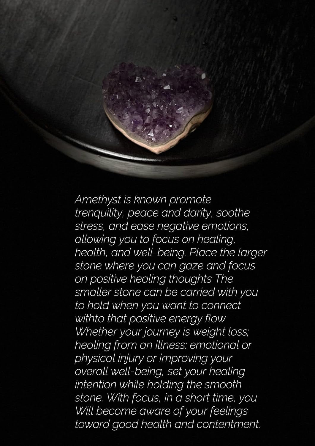 Natural Amethyst Healing Stones Heart-Shaped Crystal Rocks for Meditation and Chakra Healing Amethyst Crystal Heart Rocks for Crystal Lovers and Healing Enthusiasts (2.3Inch)