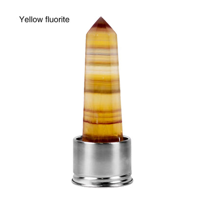 Natural Quartz Gemstone Crystal Hexagonal Pointed Column+Bottom Mesh Water Bottle Energy Crystal ( Not Include Bottle )