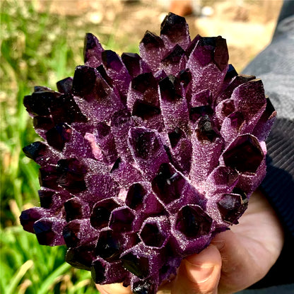 Natural Violet Ghost Phantom Quartz Crystal Cluster Healing
