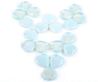 20 Pcs 30Mm Opalite Crystal Tumbled Stone Gemstone Heart Pocket Stone,Healing Plam Crystal,Home Decoration,Chakra Hearling
