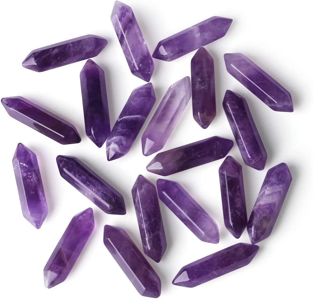 Amethyst Crystal Rock Amethyst Stone Crystals and Healing Stones Gemstones Crystal Set Purple Crystal Wand Crystals Bulk Tumbled Polished Energy Reiki Therapy Meditation Decor Gifts 10 Pcs