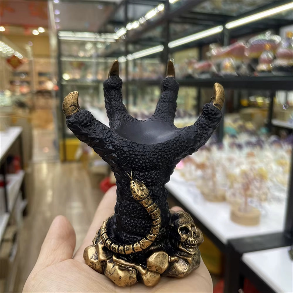 4Inch Dragon Claw Sphere Holder Relief Skull Snake Crystal Magic Ball Display Stand Resin Crafts Ornament Collectable Decorative