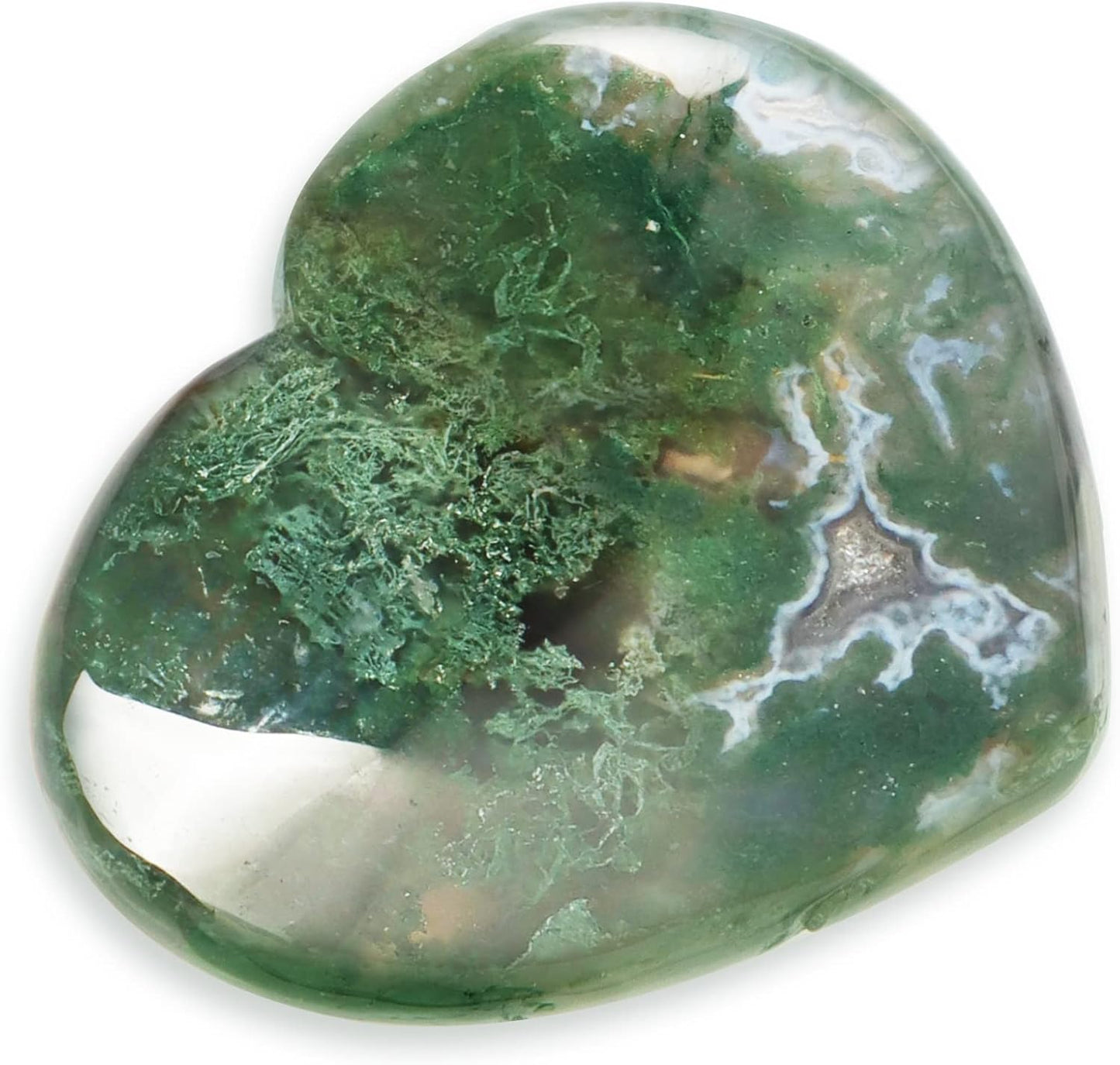 Crystals Heart 2Inch Moss Agate Heart Stones Healing Crystal Carved Palm Worry Stone Gemstone Chakra Reiki Balancing Meditation Massag Gift