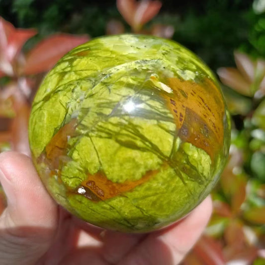 Natural Green Opal Ball, Quartz Crystal Energy Ball, Mineral Reiki Healing Stone, Magic Divination Degaussing Ball