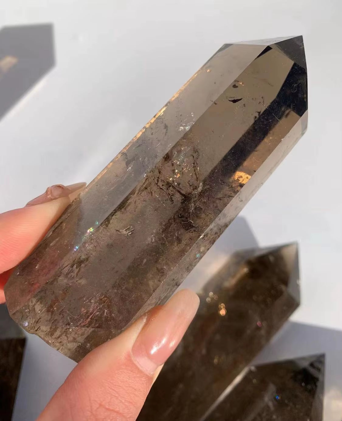 Large Natural Crystal Tower, Smoky Quartz, Hexagonal Prism, Energy Gem, Magic Wand, Treatment Decoration, 1 Pc