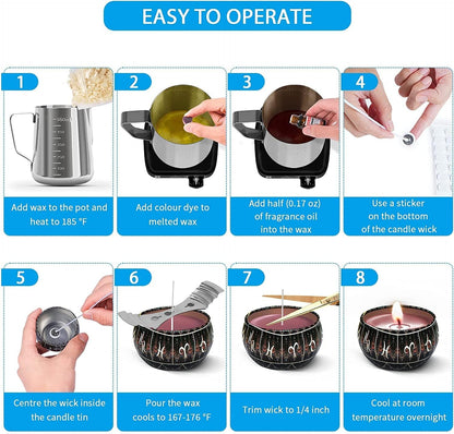 Candle Making Supplies Kit for Adults Kids, DIY Scented Candle Making Kits Including Soy Wax Wicks Scents Oils Dyes Melting Pot Tins Spoon, Festival Gifts for Women