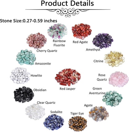 15 Assorted Tumbled Stones and Crystals Bulk, Irregular Rocks Natural Polished Gemstones and Crystals Quartz for Wicca Reiki Chakra Healing Meditation Home Indoor Decorations Christmas Day Gift