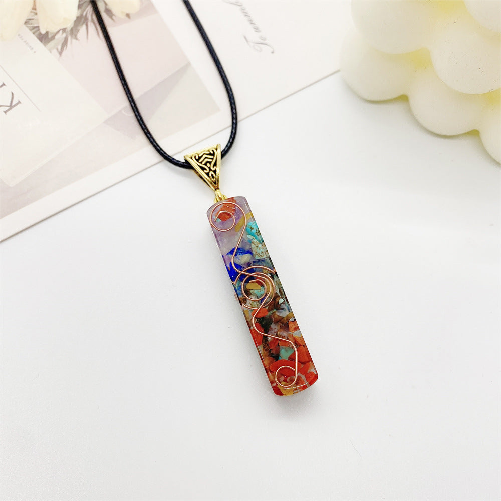 Retro Reiki Healing Energy Crystal Pendant Natural Stone for Yoga Meditation Spiritual 7 Chakra Jewelry Necklace Amulet