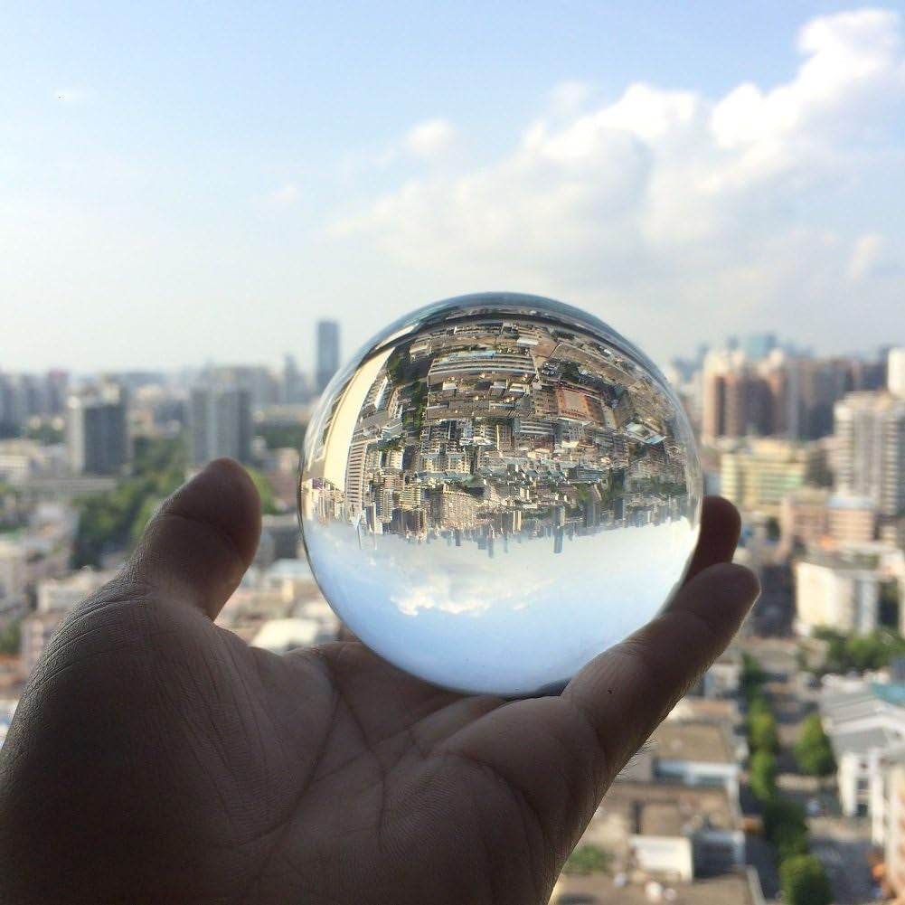 Crystal Ball 3 Inch (80Mm) with Exquisite Root Carving Wood Stand (Clear)