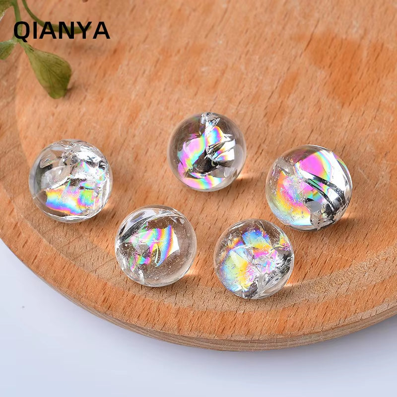 Natural Rainbow Clear Crystal Ball Quartz Gemstones Jewelry Crystal Divination Orb Healing Reiki Home Decor DIY Crafts Gift