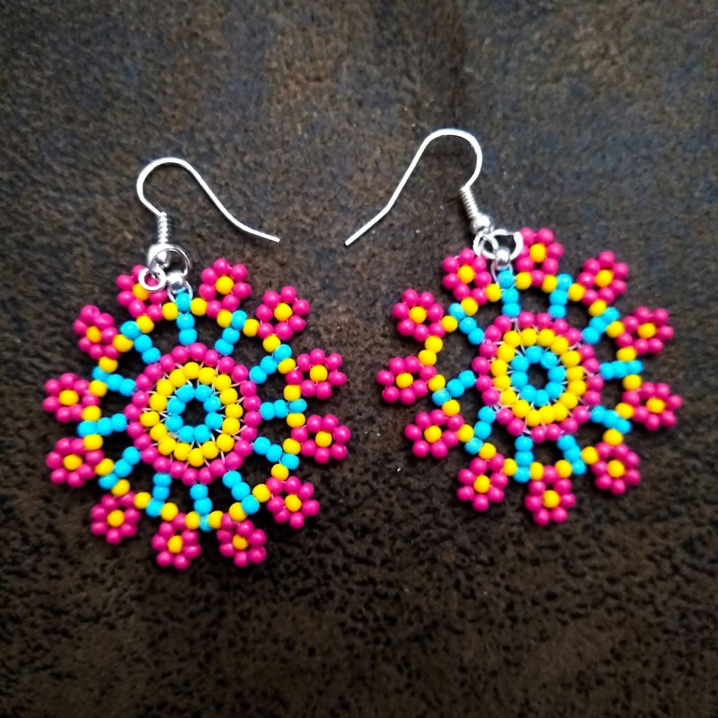Seed-Beaded Pin Wheel Earrings