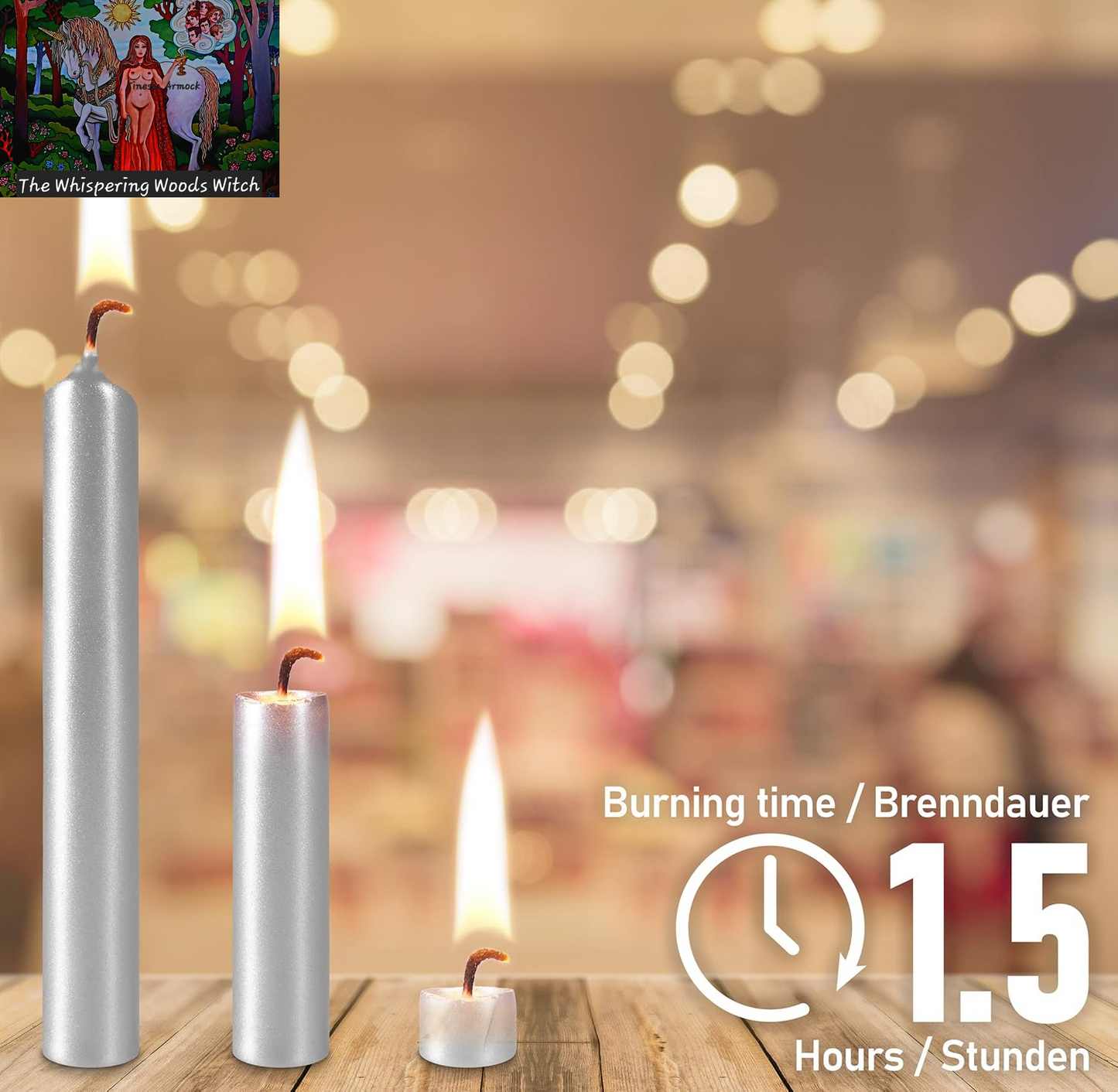 Mini Taper Candles 20 Pcs - Silver - 3¾ X ½ Inches Unscented Candles for Rituals, Spells, Witchcraft, Wedding, Home Decor and Party