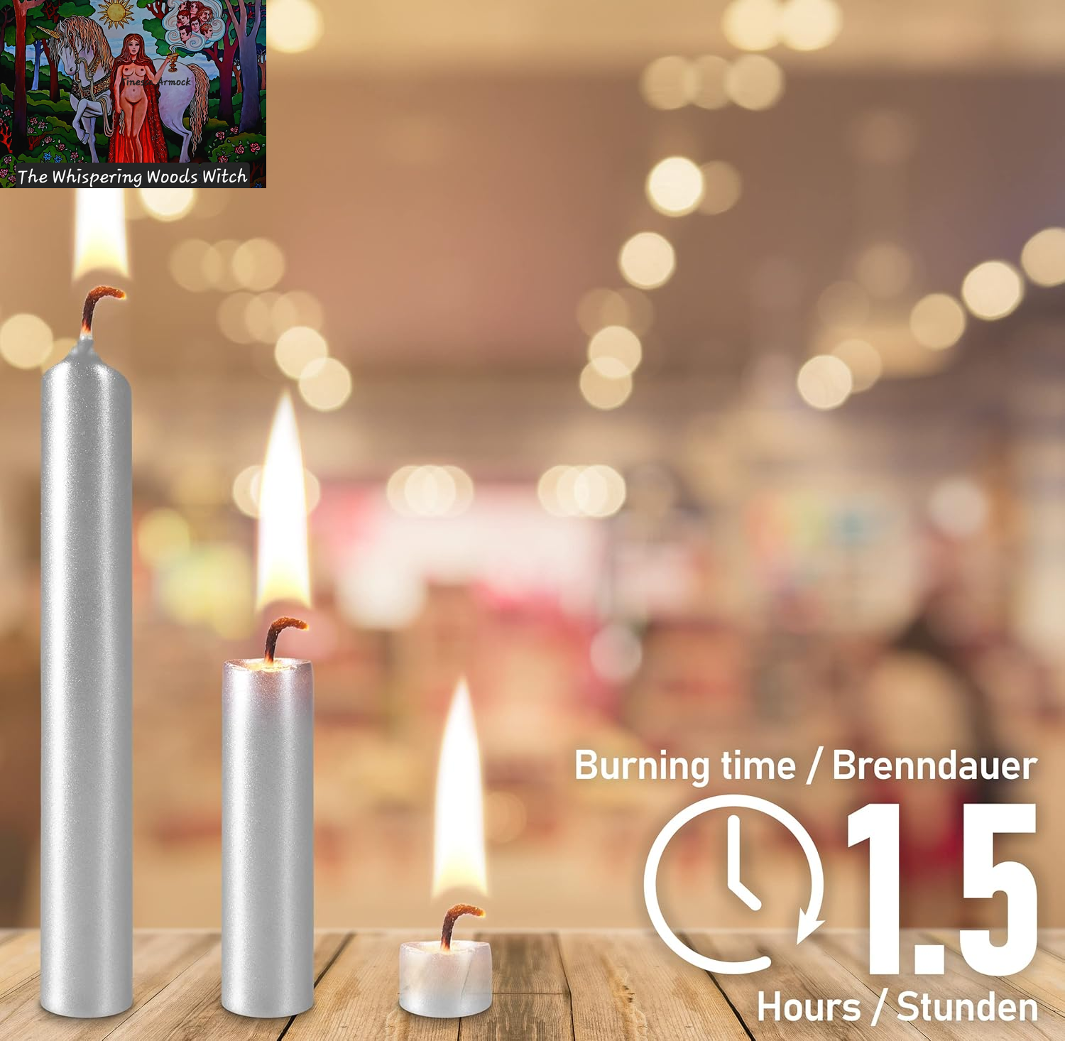 Mini Taper Candles 20 Pcs - Silver - 3¾ X ½ Inches Unscented Candles for Rituals, Spells, Witchcraft, Wedding, Home Decor and Party