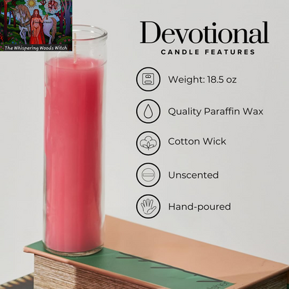 2X8 Inch Pink Devotional Candles in Glass Jar - 3 Pack - 90 Hours – Prayer Candle - Tall Pillar Candles for Religious, Memorials, Party Decor