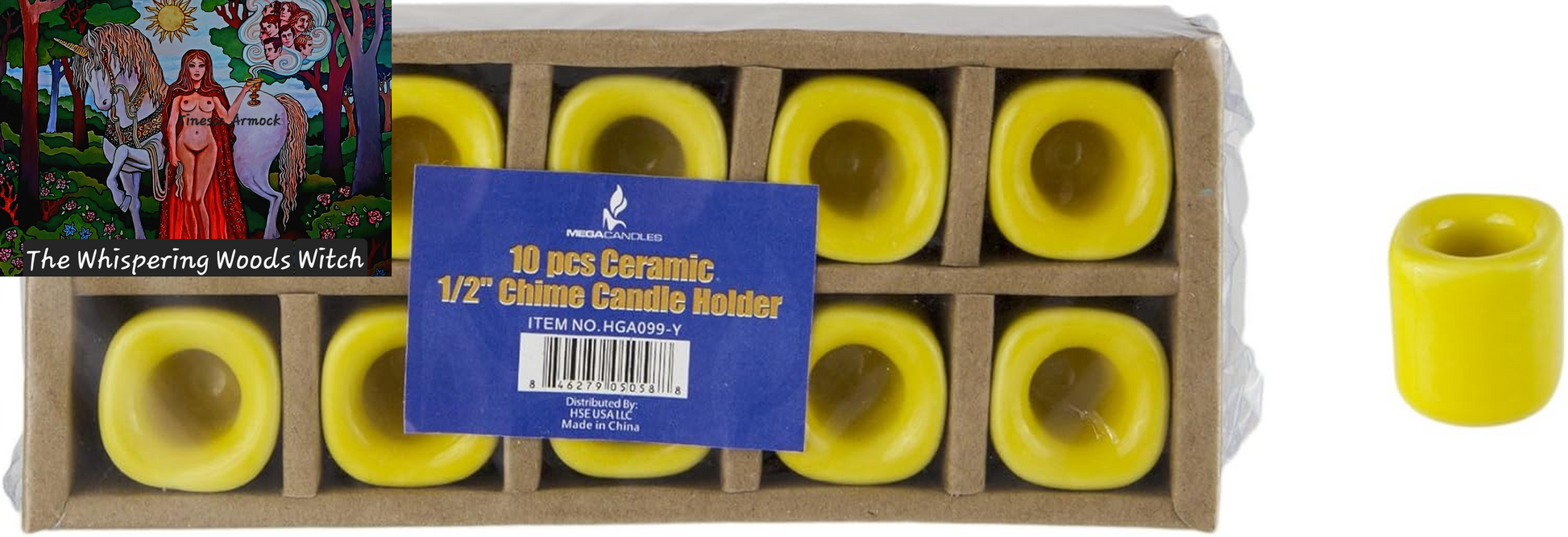 10 Pcs Yellow Ceramic Chime Ritual Spell Candle Holders, Great for Casting Chimes, Rituals, Spells, Vigil, Witchcraft, Wiccan Supplies & More
