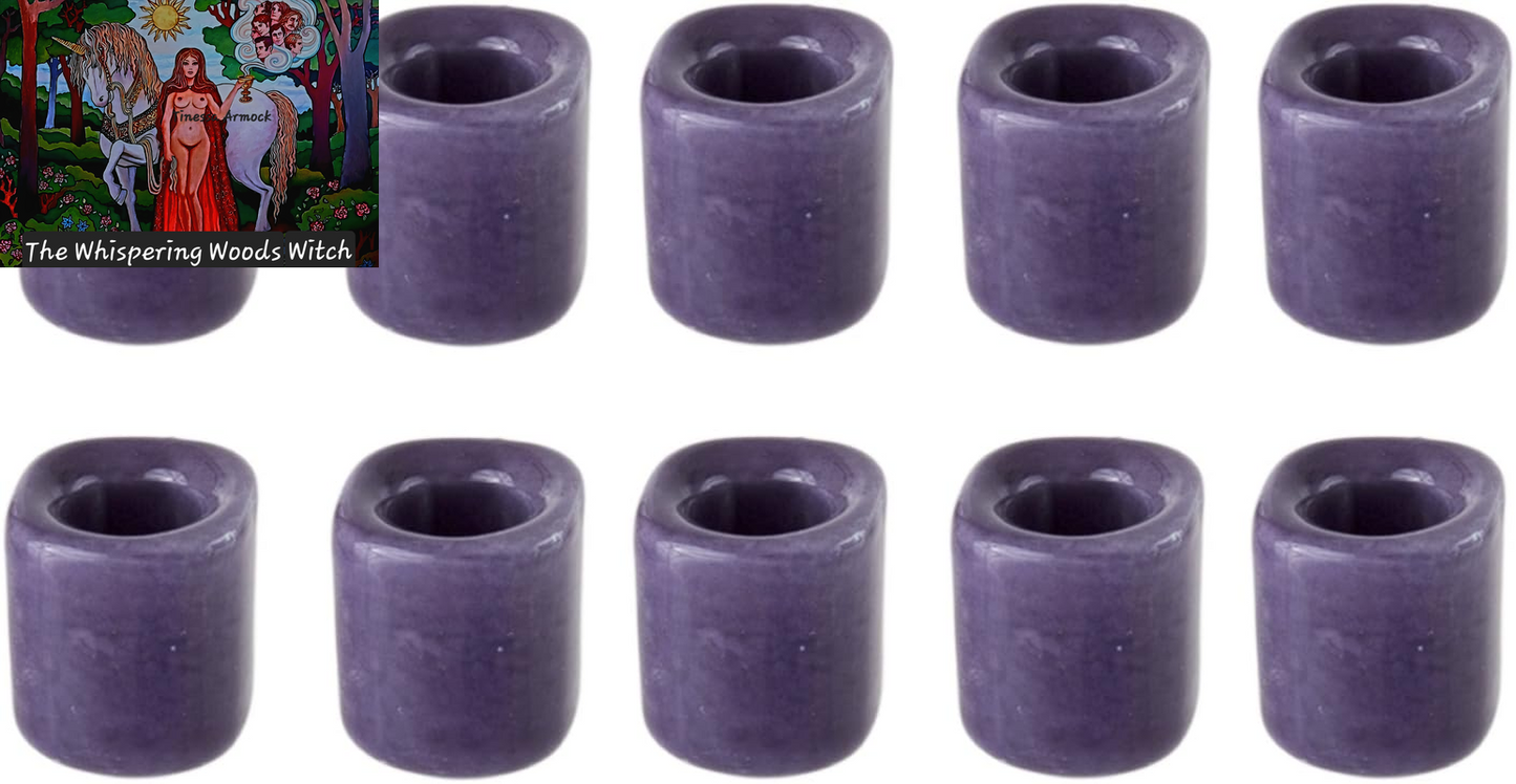 10 Pcs Dark Purple Ceramic Chime Ritual Spell Candle Holders, Great for Casting Chimes, Rituals, Spells, Vigil, Witchcraft, Wiccan Supplies & More