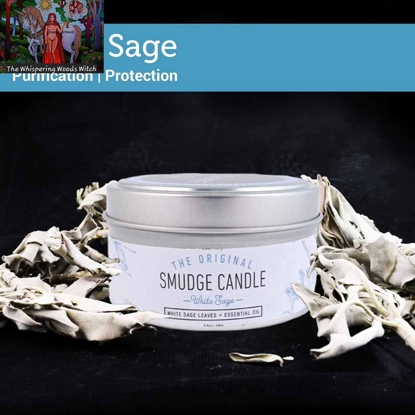 Smudge Candle for Cleansing House, Meditation, Chakra Healing, Aromatherapy | 3.5 Ounce Smudge Candle for Spiritual Cleansing (White Sage)