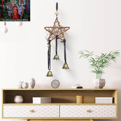 Witch Bells Decor Door Protection Hanger Witchy Things Magic Home Protection Clear Negative Energies Handmade Witch Bells Wreath Witchcraft Wicca Supplies for Home Decoration