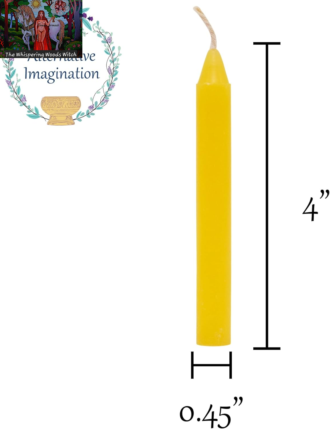 Set of 20 Yellow, Unscented, 4 Inch Tall Chime Candles (Altar, Spell)