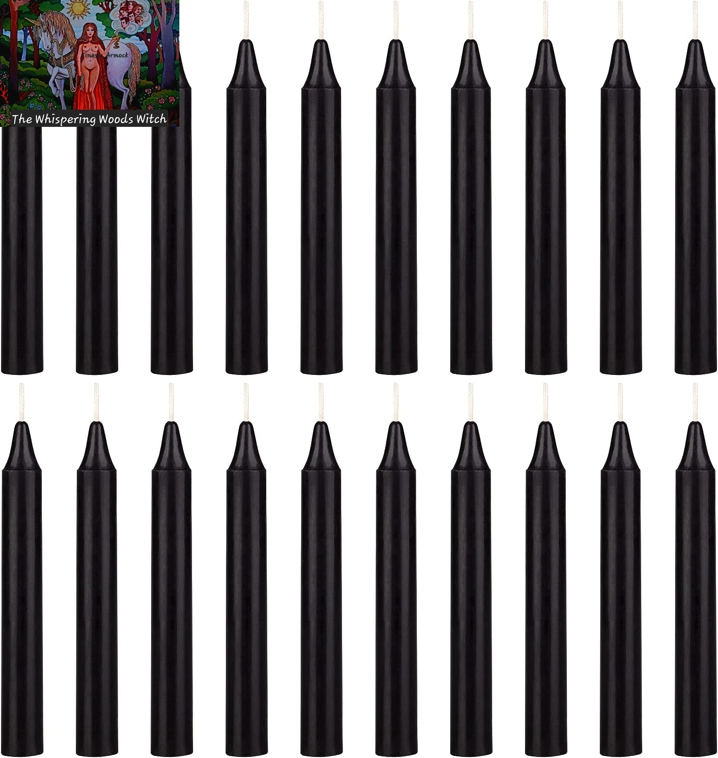 20 Pcs Unscented Black Exquisite Mini Taper Spell Candles, 4 Inch Tall X 1/2 Inch Diameter, Magic Chimes, Enchantment, Casting Rituals, Witchcraft, Wiccan, Altar, Metaphysical