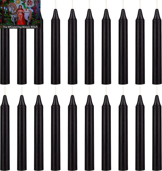 20 Pcs Unscented Black Exquisite Mini Taper Spell Candles, 4 Inch Tall X 1/2 Inch Diameter, Magic Chimes, Enchantment, Casting Rituals, Witchcraft, Wiccan, Altar, Metaphysical