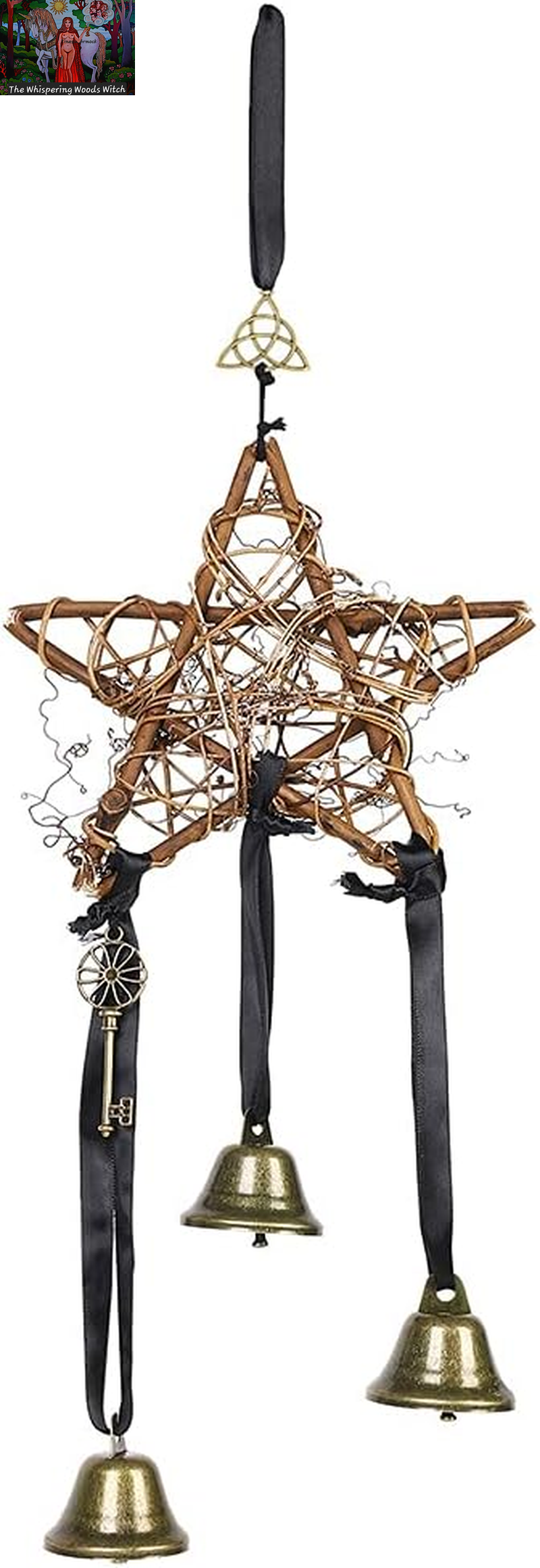 Witch Bells Decor Door Protection Hanger Witchy Things Magic Home Protection Clear Negative Energies Handmade Witch Bells Wreath Witchcraft Wicca Supplies for Home Decoration