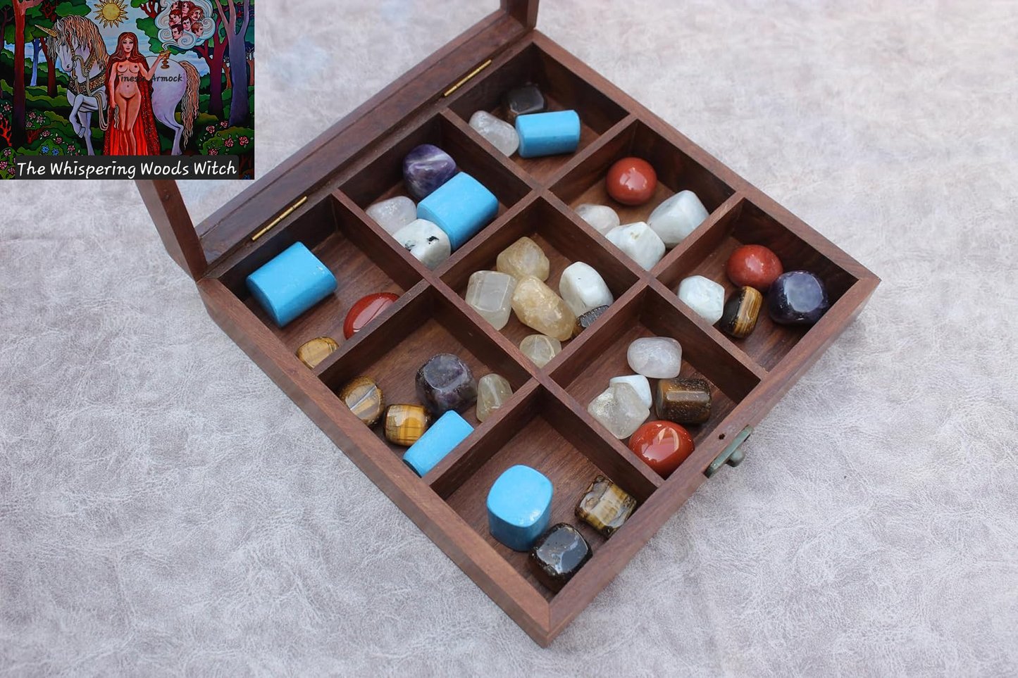 Rock Collection Box | Wooden Crystal Display | Crystal Holder |Crystal Display Case | Crystal and Healing Box |Crystal Display Case(9 Compartment)