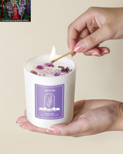 Lavender Scented Candles for Women - Aromatherapy Candle with Crystals Inside, 10Oz Soy Candles for Home Scented, Birthday Gifts Mothers Day Candle for Women Mom