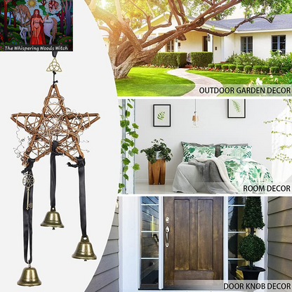 Witch Bells Decor Door Protection Hanger Witchy Things Magic Home Protection Clear Negative Energies Handmade Witch Bells Wreath Witchcraft Wicca Supplies for Home Decoration