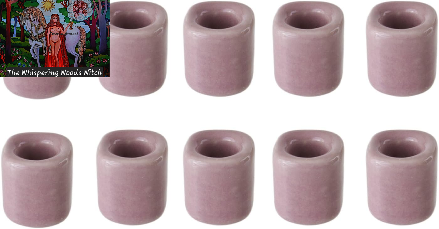 10 Pcs Lavender Ceramic Chime Ritual Spell Candle Holders, Great for Casting Chimes, Rituals, Spells, Vigil, Witchcraft, Wiccan Supplies & More